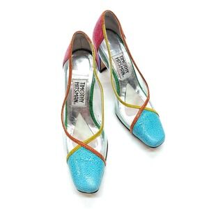 Timothy Hitsman Women's Pumps 6.5 Multicolor Square Toe Colorblock Heels